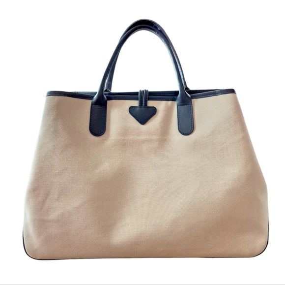 Longchamp Large Rosea 1948 Canvas Leather Tote Bag - Picture 2 of 16